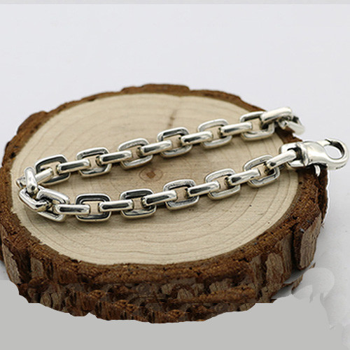 Men‘s 925 Sterling Silver Bracelet Link Classical Chain Loop Jewelry 6.3″- 8.7″