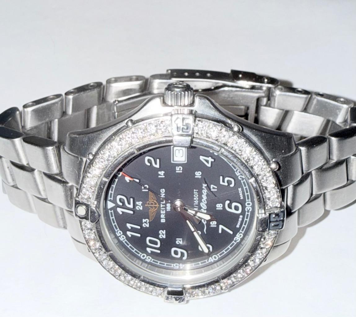 BREITLING MEN’S COLT OCEAN A64050 LAB GROWN DIAMOND QUARTZ WATCH