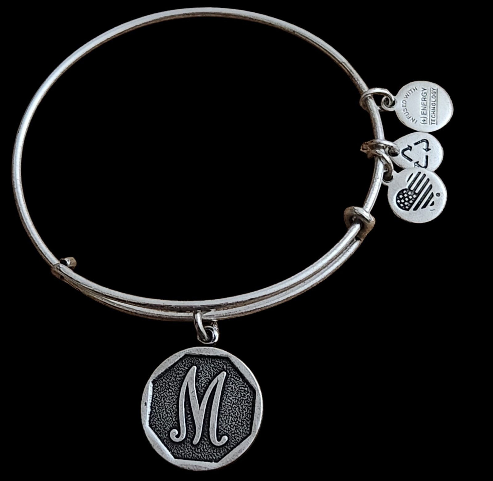 Alex And Ani Initial M Rafaelian Silver Charm Bangle Bracelet