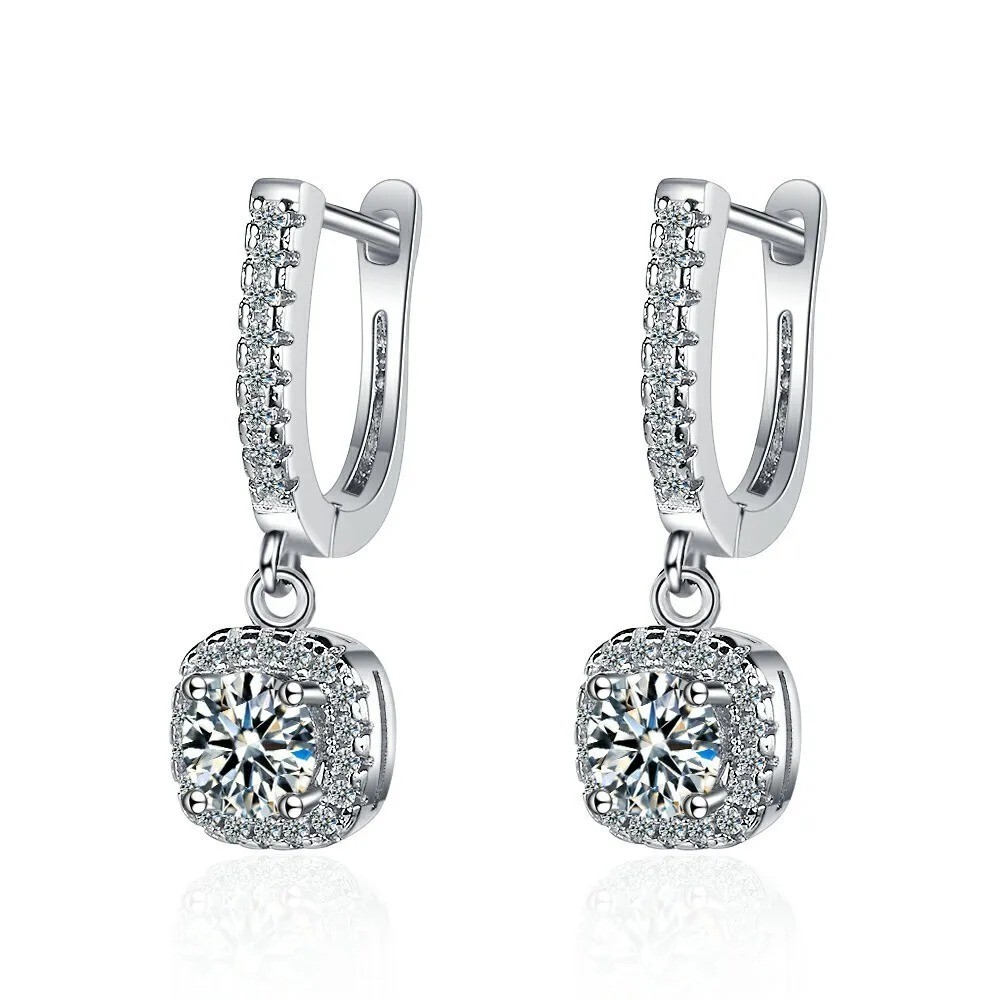 Lab Created 2CT Moissanite 925 Sterling Silver Huggie Hoop Earring for Women
