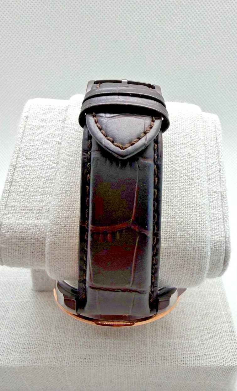 Bulova Automatic Skeleton Rose Gold Brown Leather Strap Open Heart Full Set