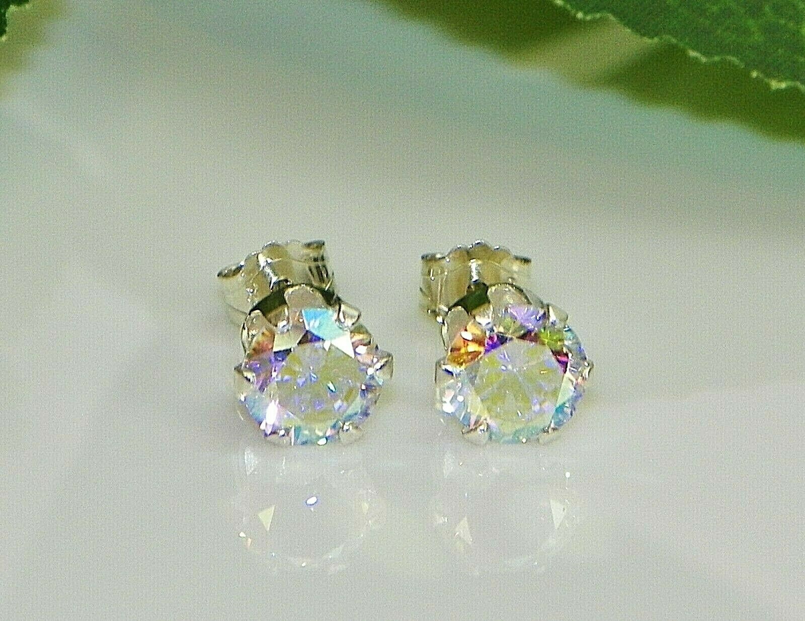 Mercury Mystic Topaz Round Sterling Silver Stud Earrings FREE BOX