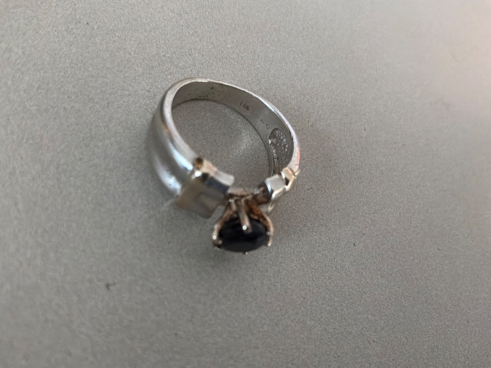 Vintage Purple Spinel Sterling Silver & 14k Yellow Gold Band Ring 1970’s