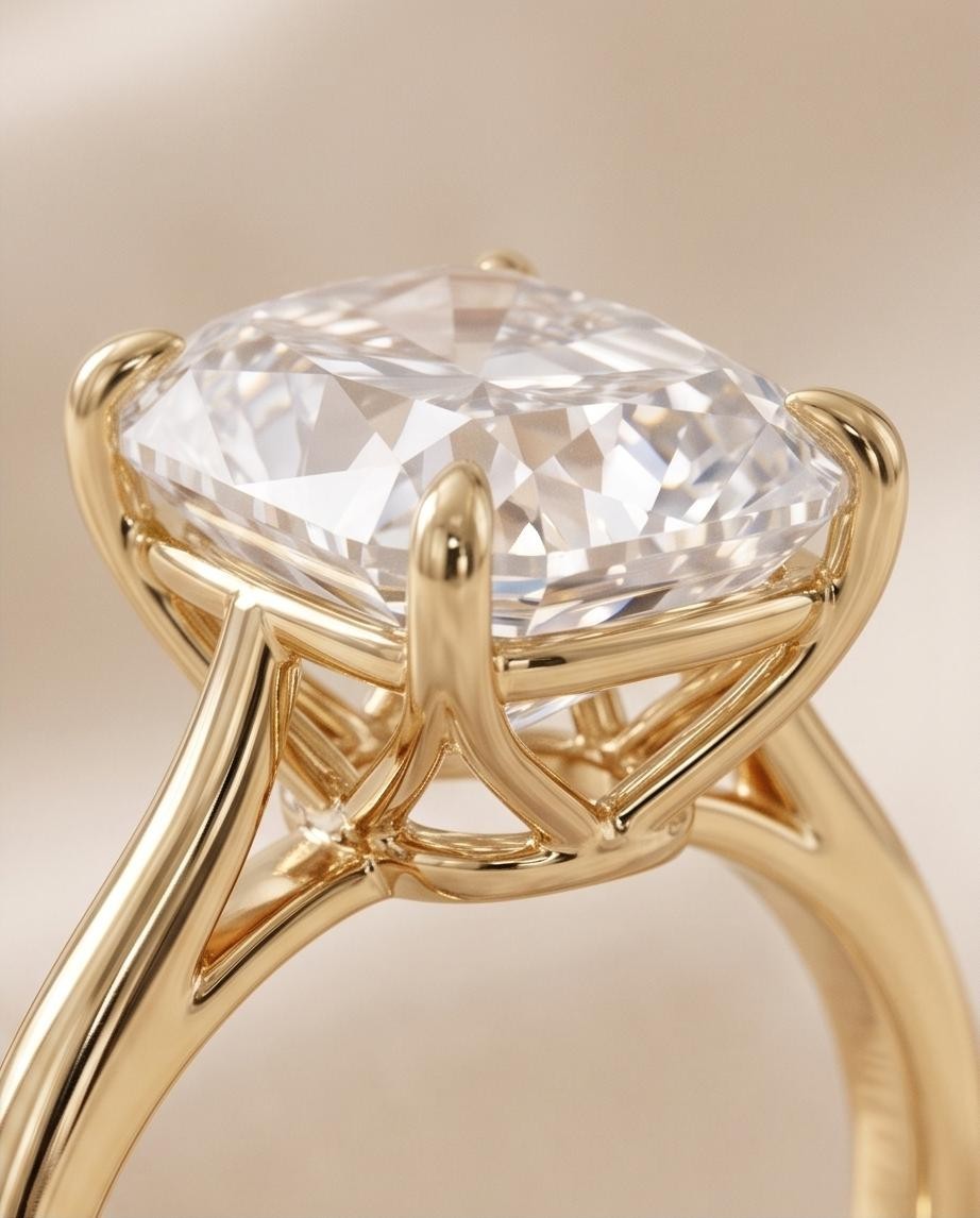 IGI Certified 3.00Ct Cushion Cut Lab Grown Diamond Ring F VVS2 14K Yellow Gold