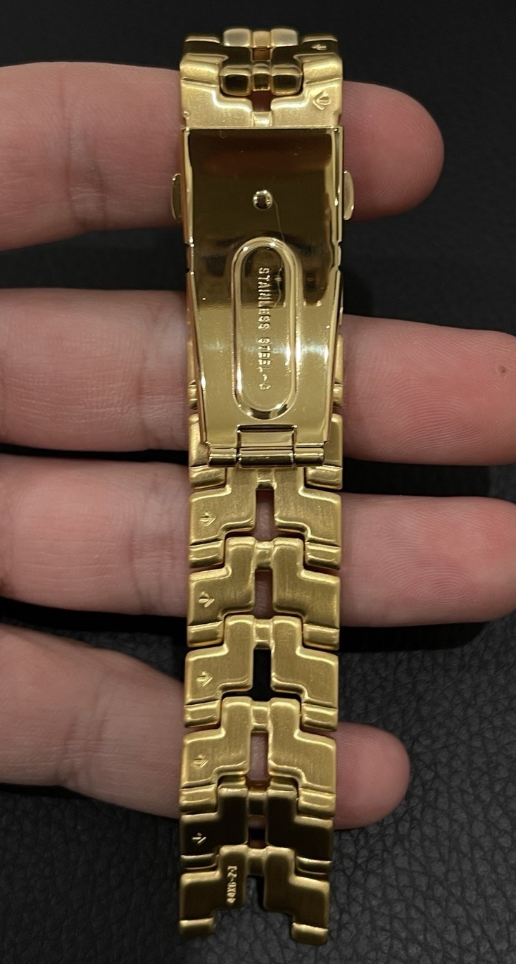 Seiko Yellow Tone Watch Band H-Link Bracelet Push Button Deployant Clasp