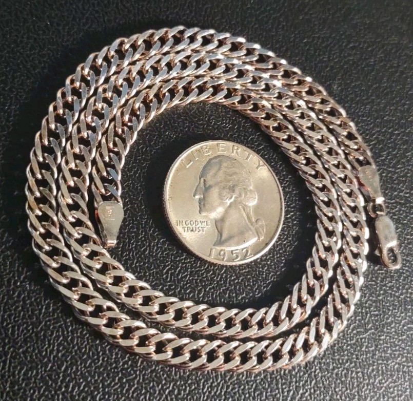 20.1 Grams, 18″, 5.4mm MR 925 Sterling Silver Double Curb Cuban Chain Italy Made