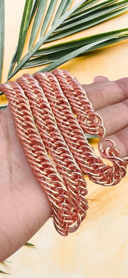 Handmade Copper Chain Necklace | Thick Braided Copper Necklace | Rustic Men’s Ch