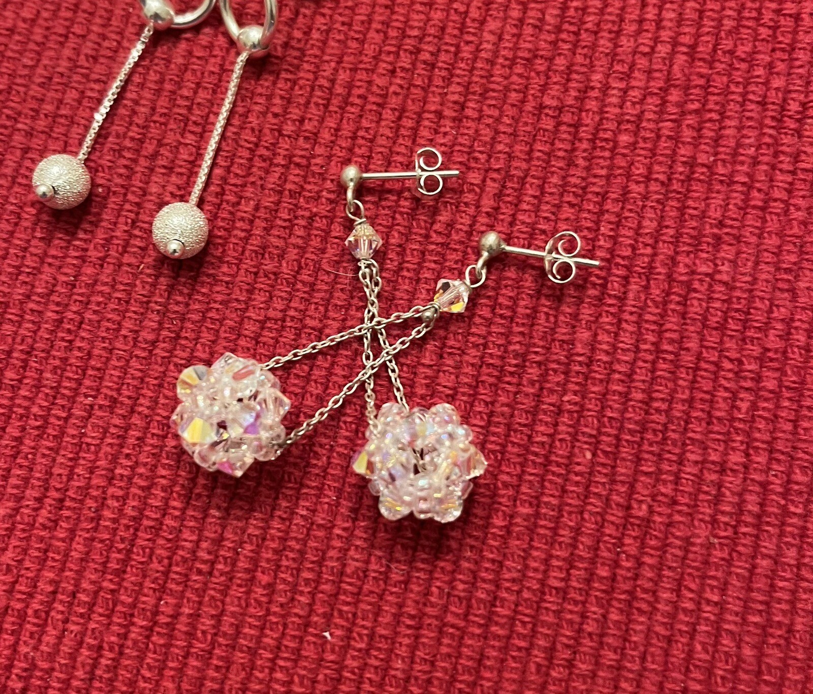 EARRING RHINESTONE & 925 SILVER. ALL OCCASION ELEGANCE 4 PAIRS