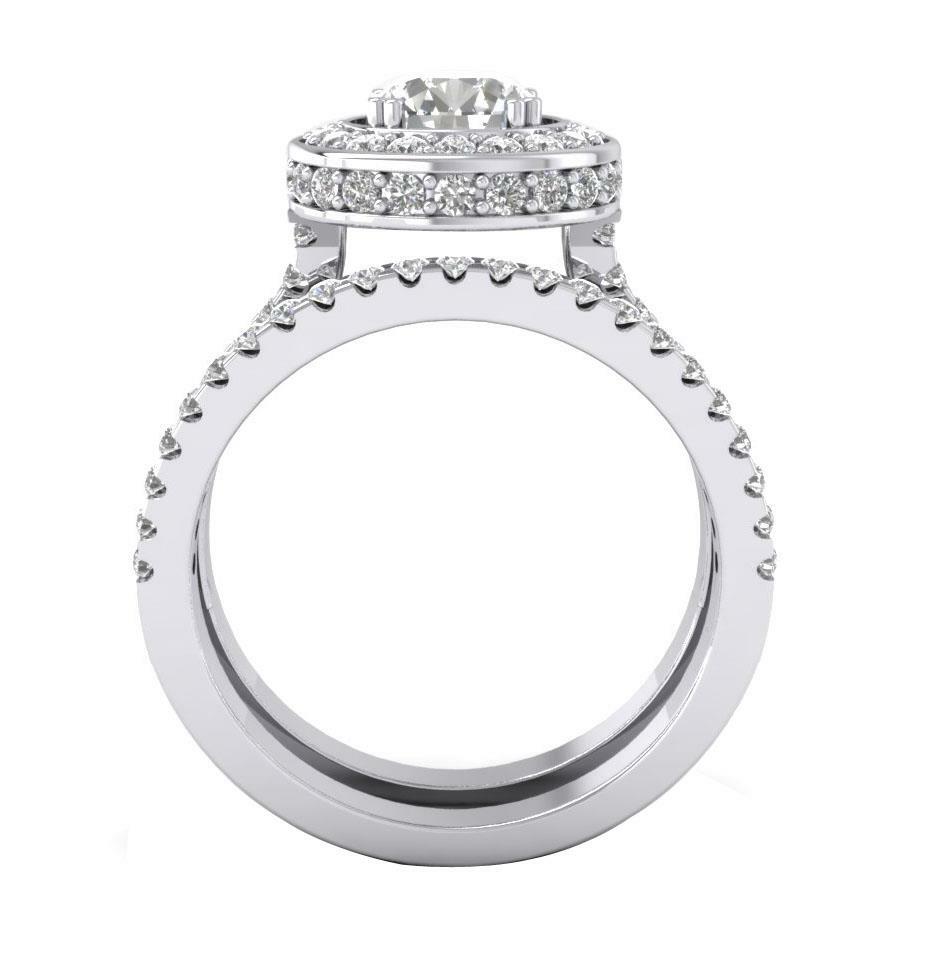 Bridal Ring Set Anniversary I1 G 1.90Ct Round Cut Diamond 14K Solid Gold 11.00mm