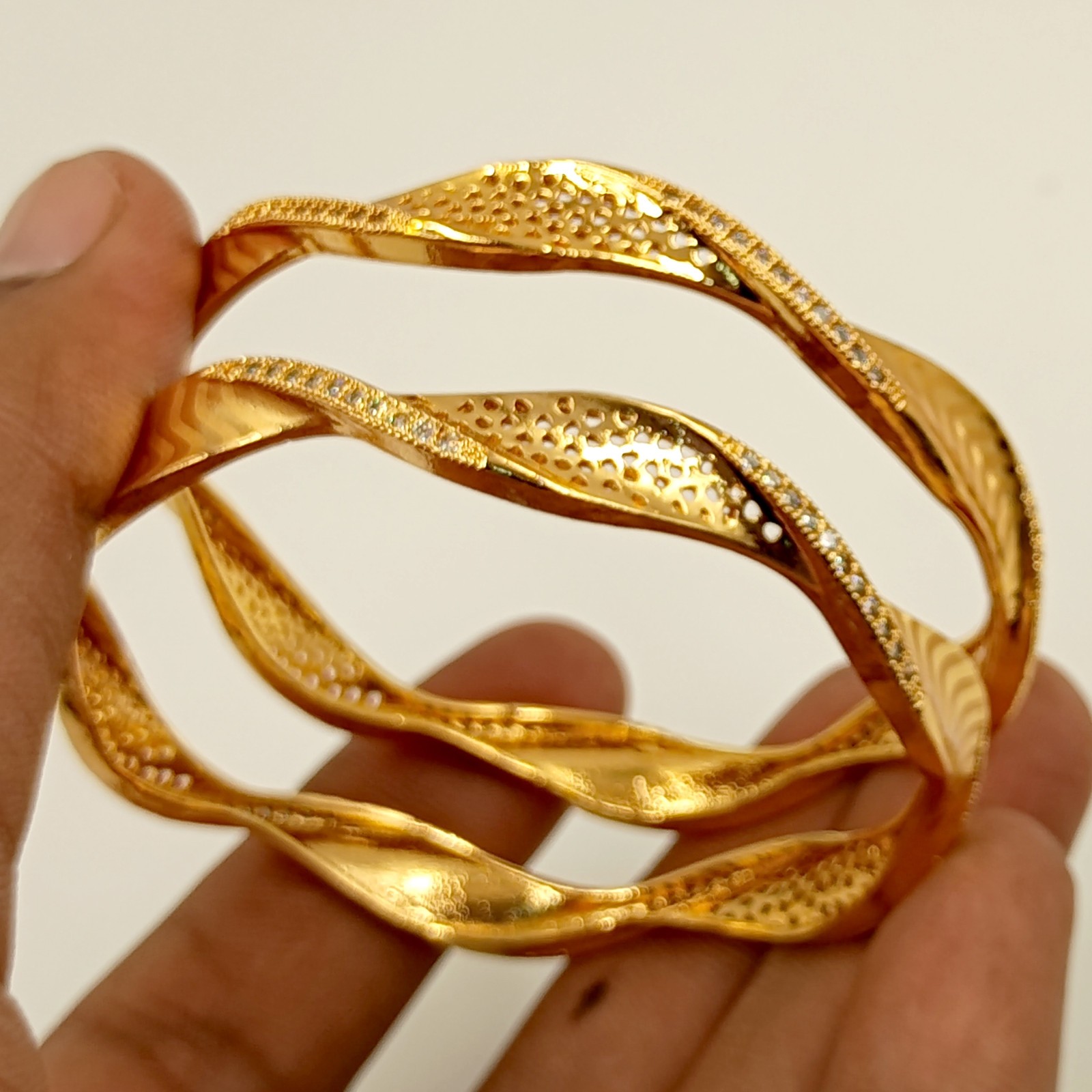 Stunning CZ Bangle Set 22k Rose Gold Plated Fashion Jewelry for Women & Girls