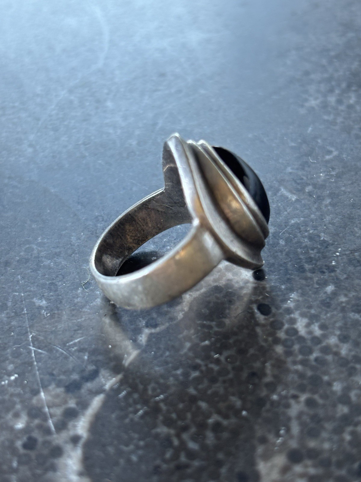 Sajen Sterling Silver Ring 925 Onyx Stone Size 6