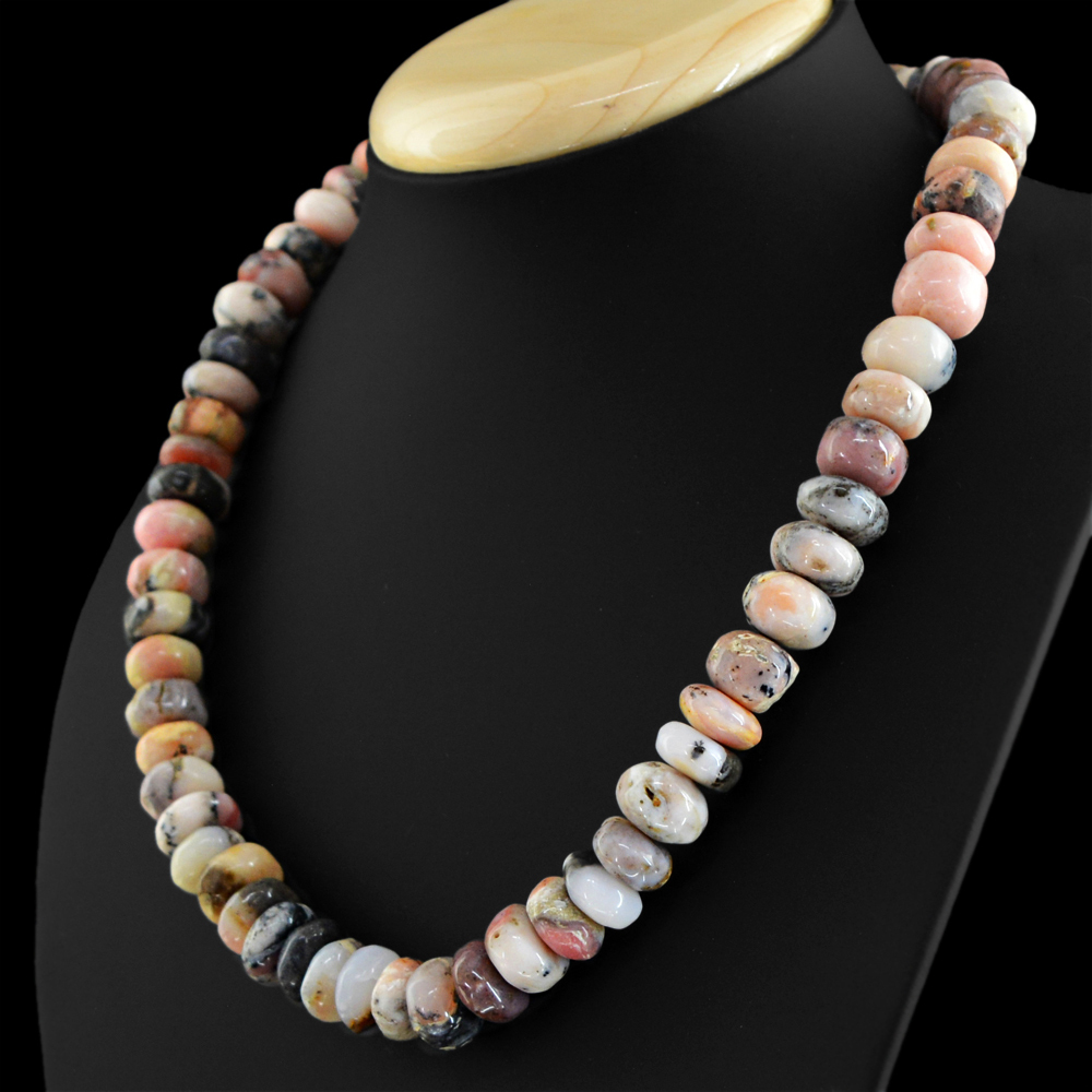 562.85 CTS NATURAL HAND MADE PINK AUSTRALIAN OPAL ROUND BEADS NECKLACE (RS)