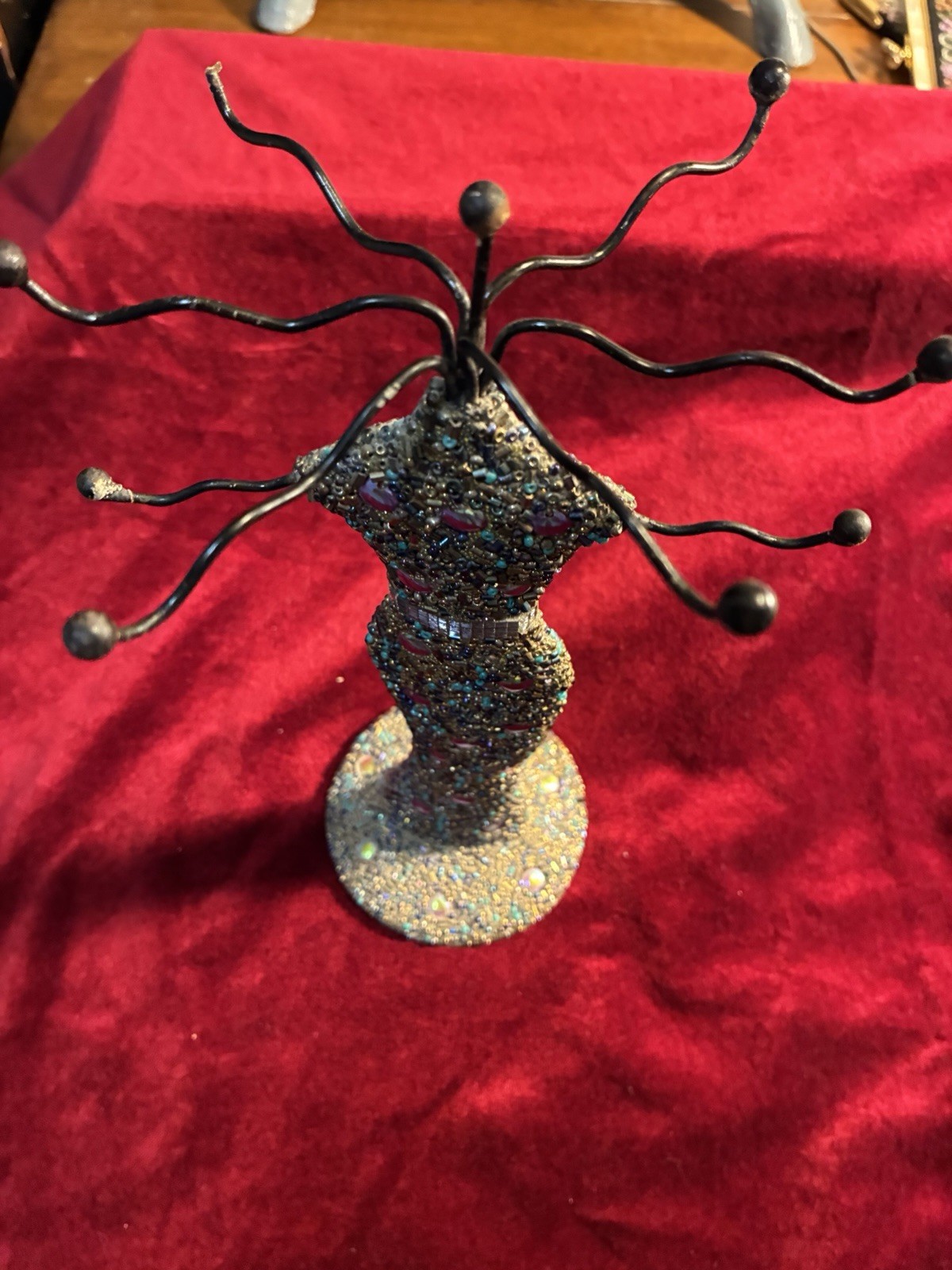 Dress Form Metal Jewelry Stand, Multicolor, Free Standing, Holds 12 Necklaces