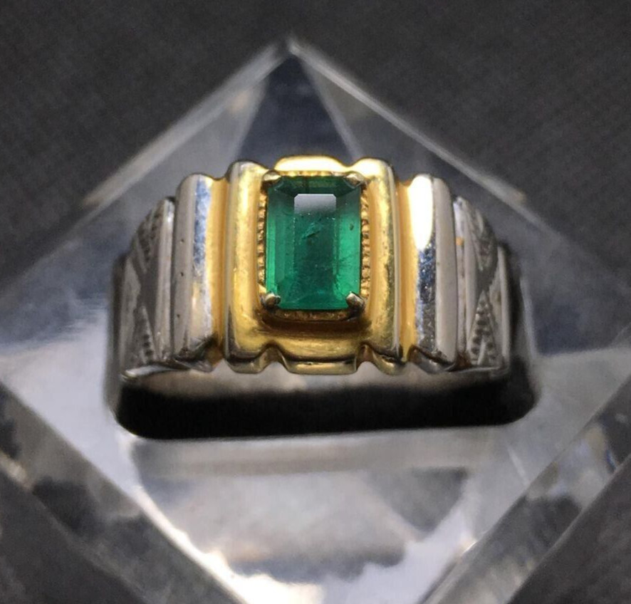 Natural Emerald Punjsher Stone Ring Genuine Emerald Ring Elegant Sterling Silver