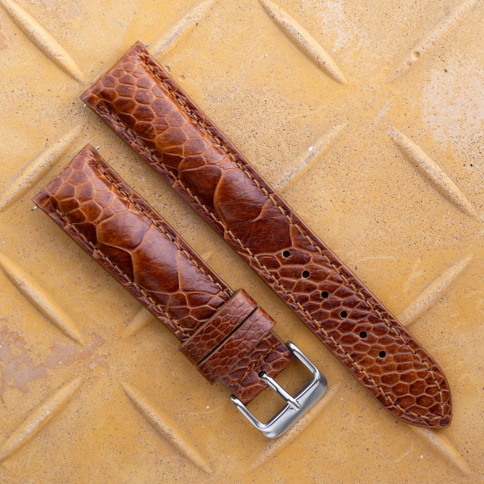 Genuine Light Brown Ostrich Leg Leather Watch Strap Band Men’s 14-26mm