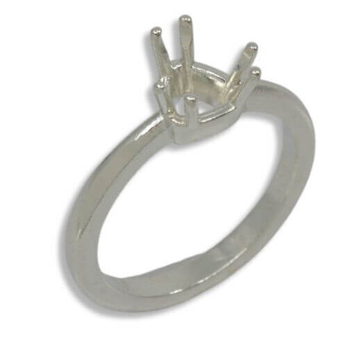 Sterling (5mm-12mm) Trillion Solitaire 6-Prong Premium Ring Mounting Ring Size 7