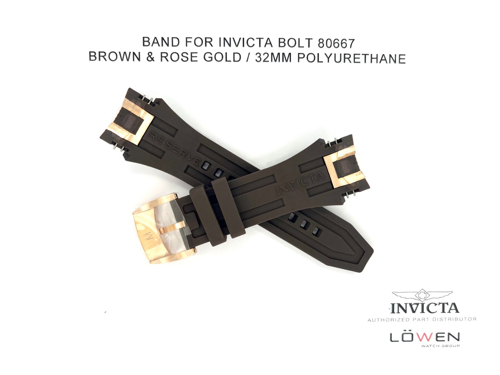 Authentic Invicta Bolt 80667 Brown & Rose Gold Polyurethane 32mm Watch Band