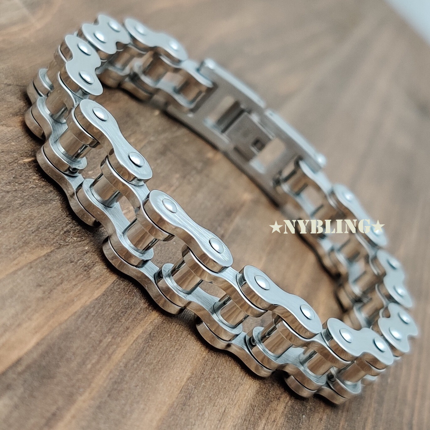 SOLID STAINLESS STEEL Motorcycle Bike Chain Design Bracelet Men’s Jewelry 13MM