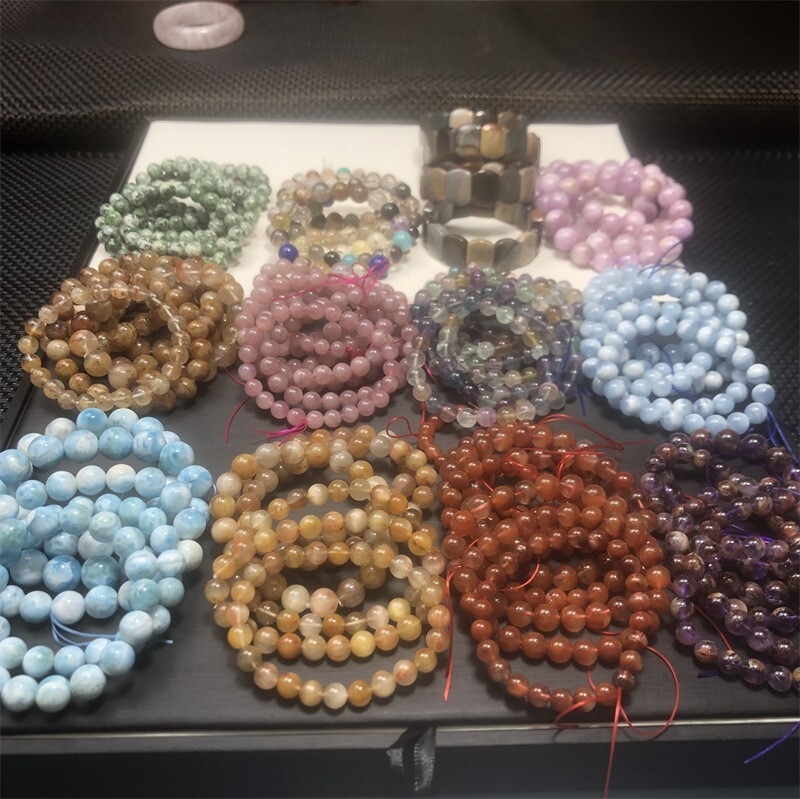 4mm-10mm Natural Gemstone Beaded Stretch Bracelet Crystal Healing Reiki Gifts