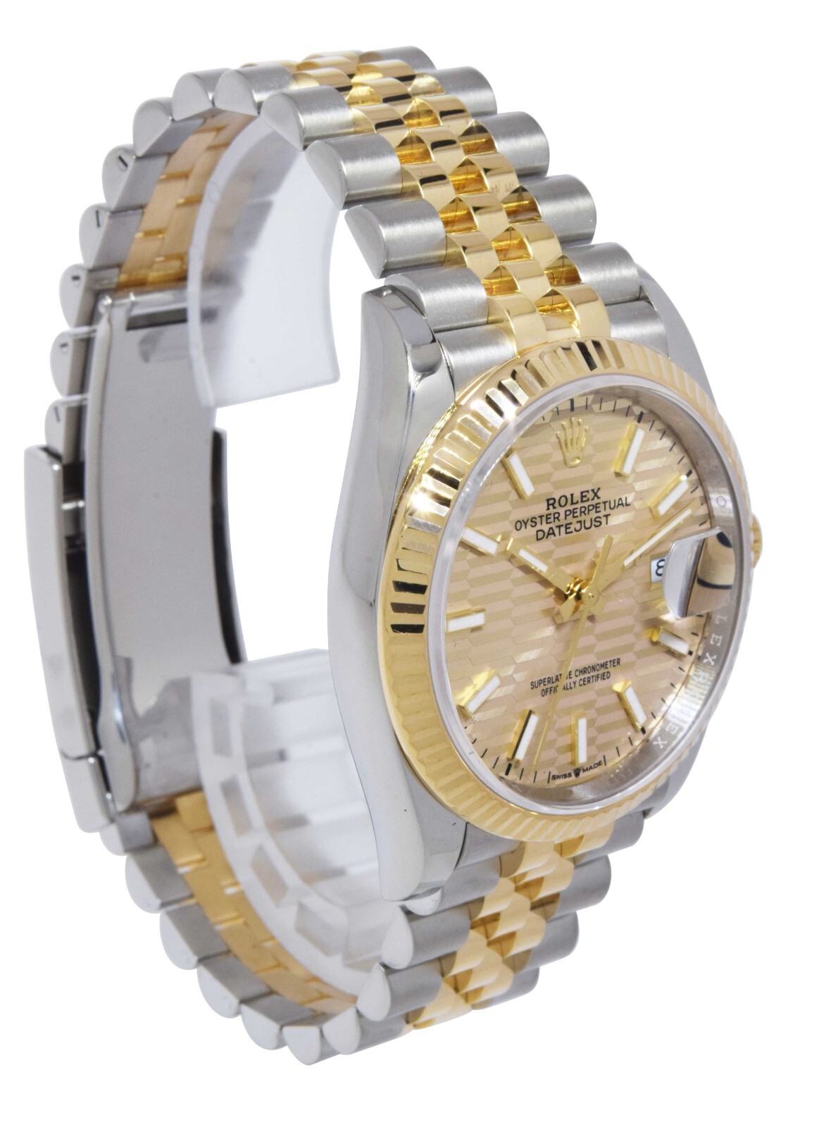 NOS Rolex Datejust 36 Yellow Gold/Steel Golden Fluted Motif Watch B/P ’24 126233