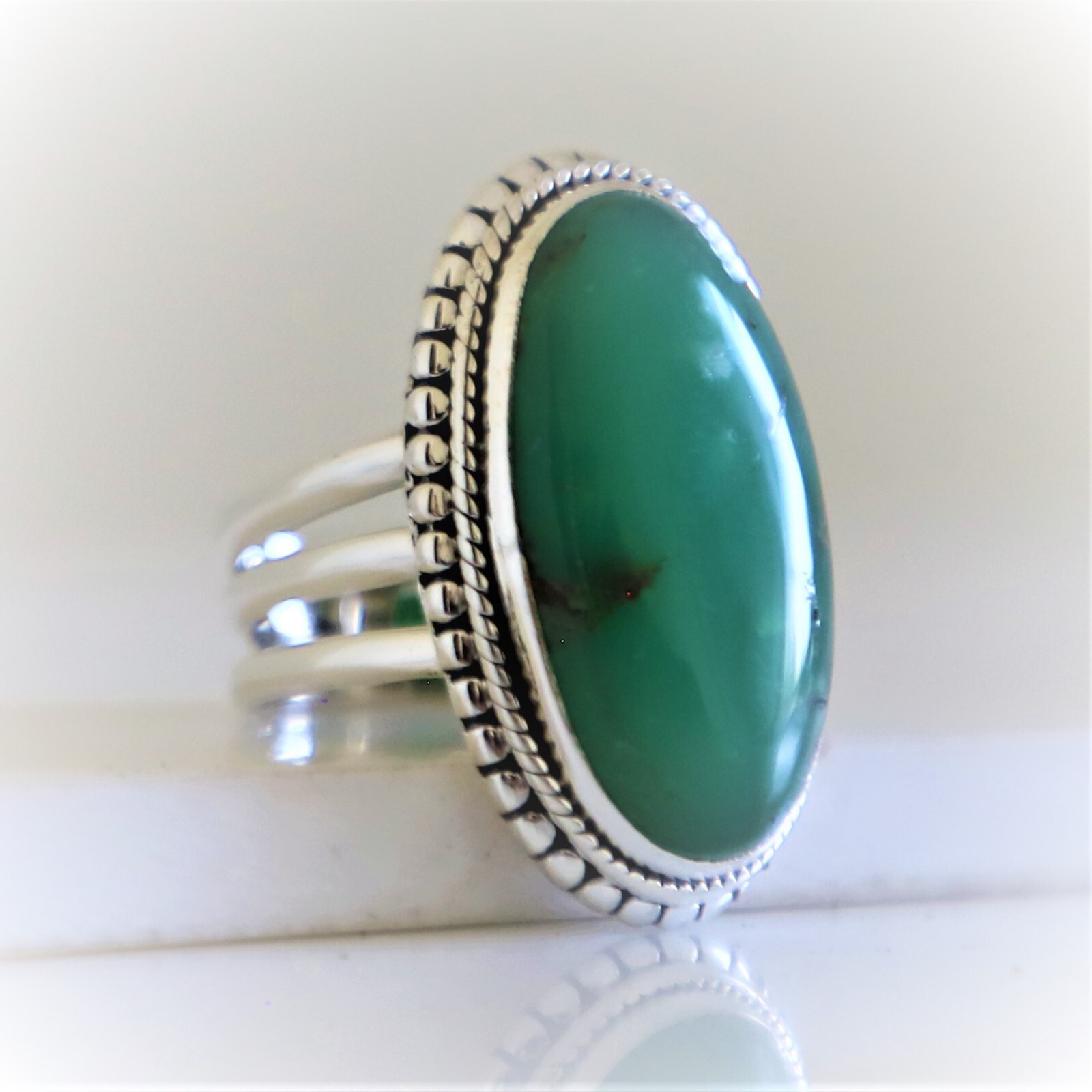 CHRYSOPRASE NATURAL GEMSTONE 925 STERLING SILVER HANDMADE JEWELRY RING 3 TO 12