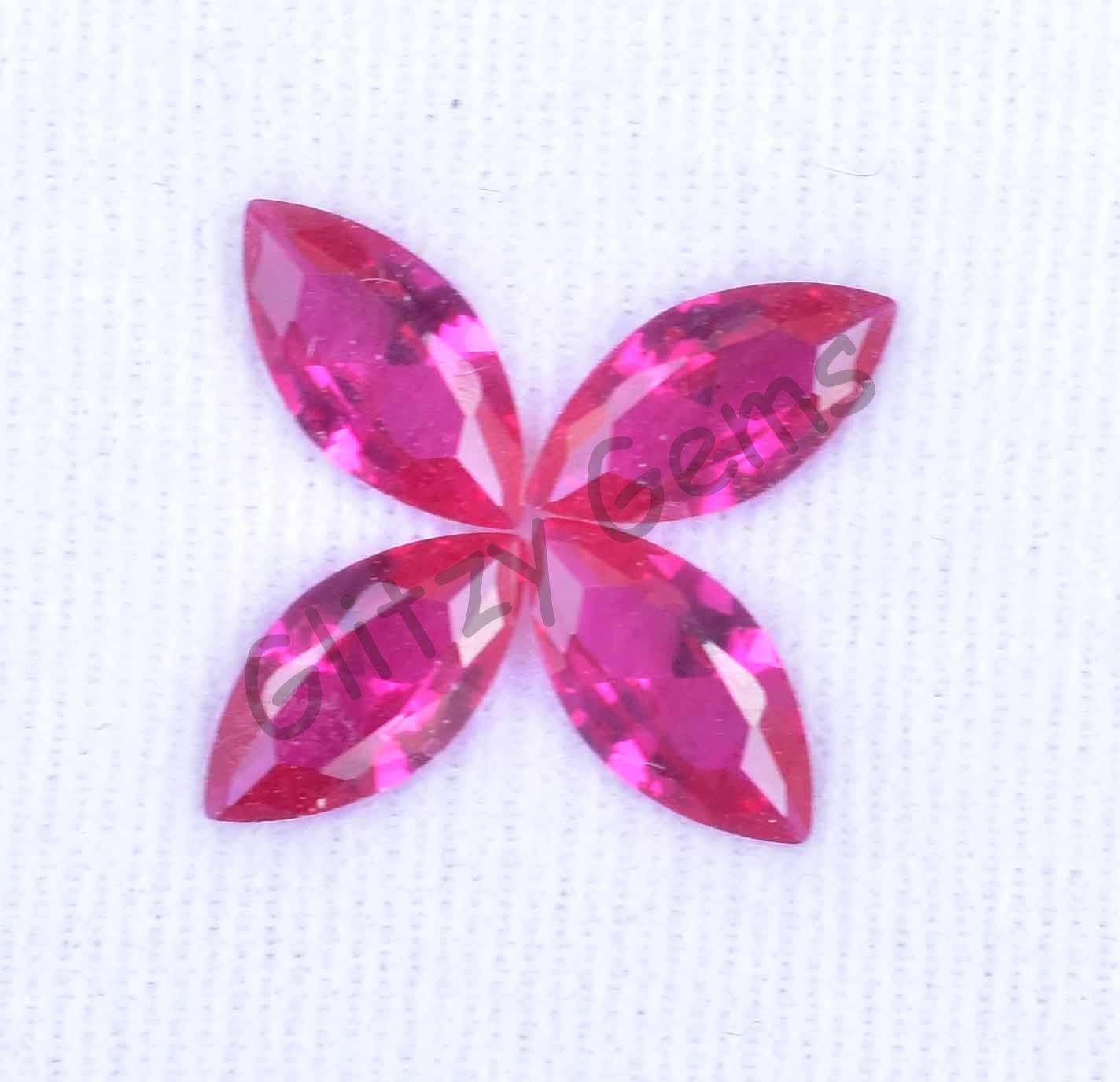 Flawless 4 Pcs Natural Red Ruby Marquise 9.80 mm Certified Loose Gemstones