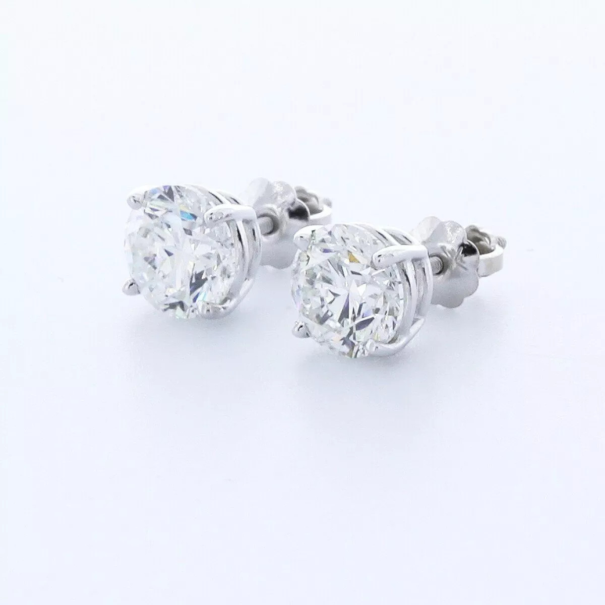 Stud Earrings Solid 14K Yellow Gold Classic 3.25 CT Round Natural Diamond H SI2