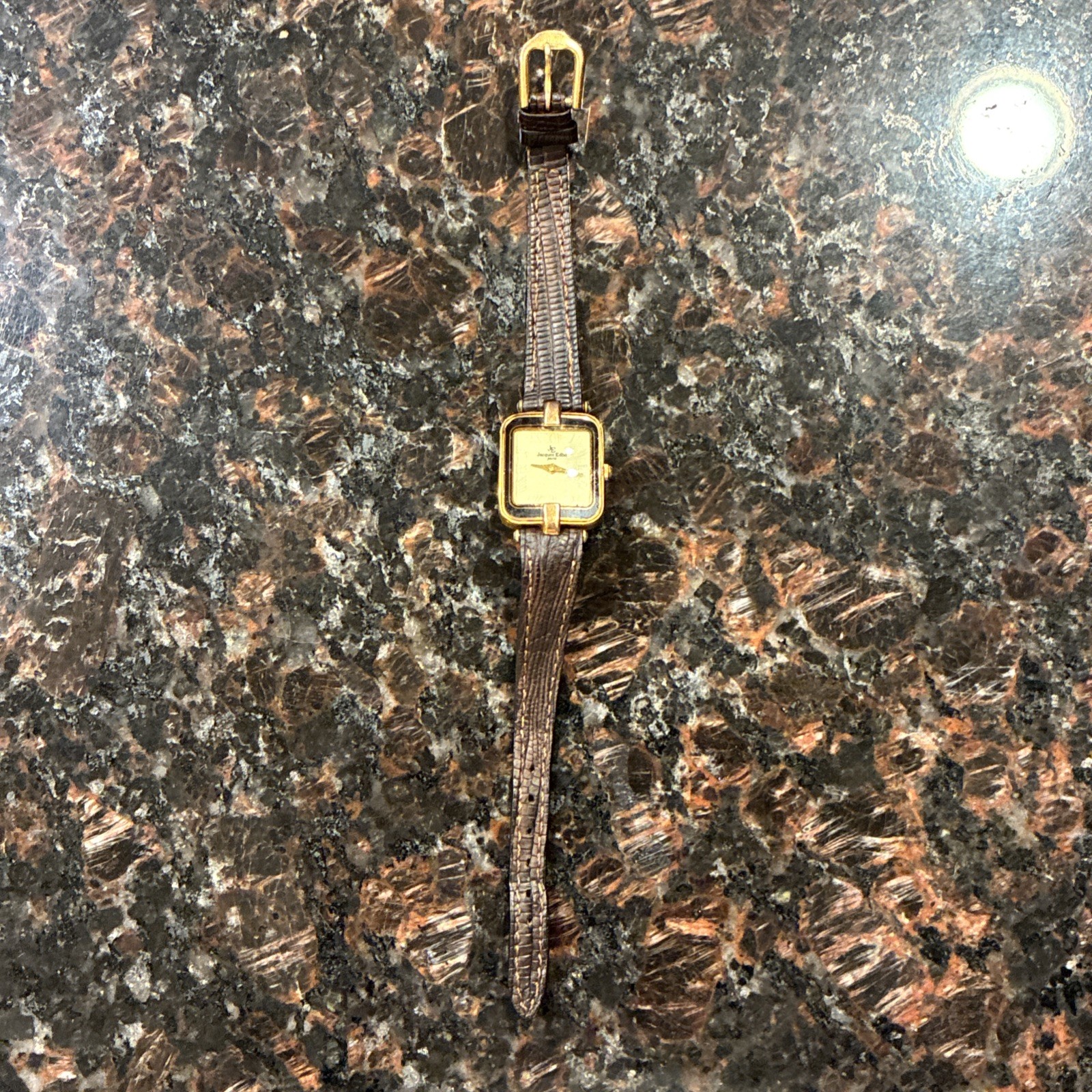 vintage Jacques Edho Paris lady tank style watch 18k gold plated 21585 Untested