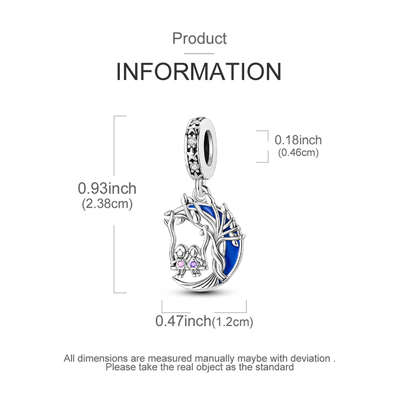 MULA European Silver Plated CZ Charm Enamel Swing and Moon For Women Bracelet