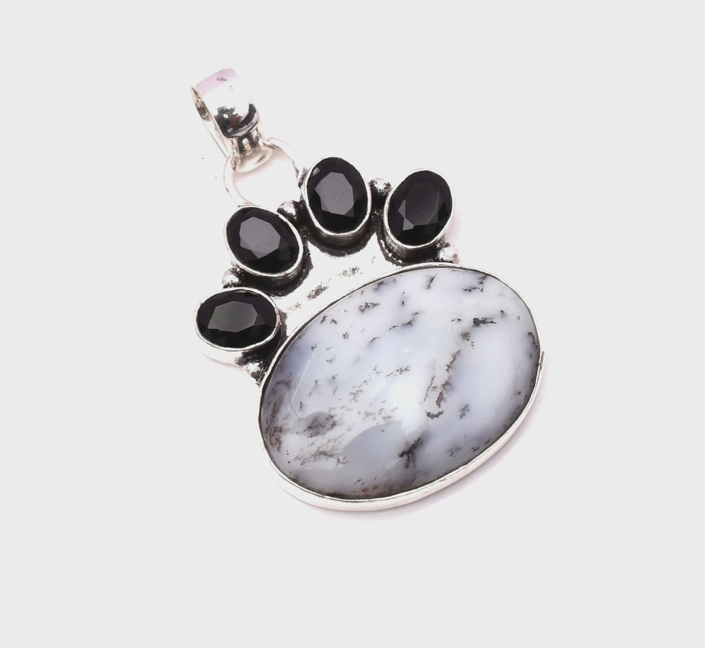Dendrite Opal Gemstone 925 Sterling Silver Jewelry Pendant 1.77″