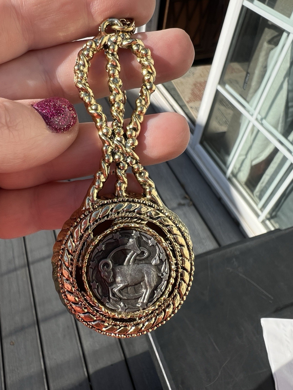 Capricorn Zodiac Necklace Pendant by HMS Madeira True Vintage With Mirror