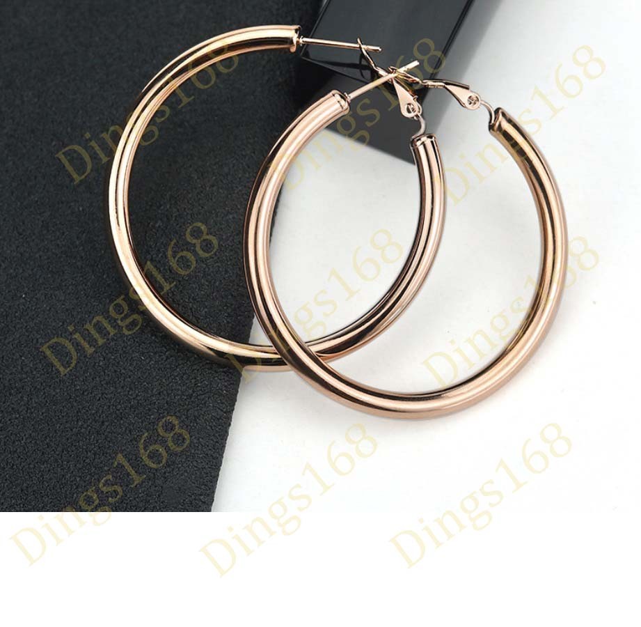 Real 18K Rose Gold Filled LightWeight 5mm Thick 40mm/1.57inch Tube Hoop Earrings