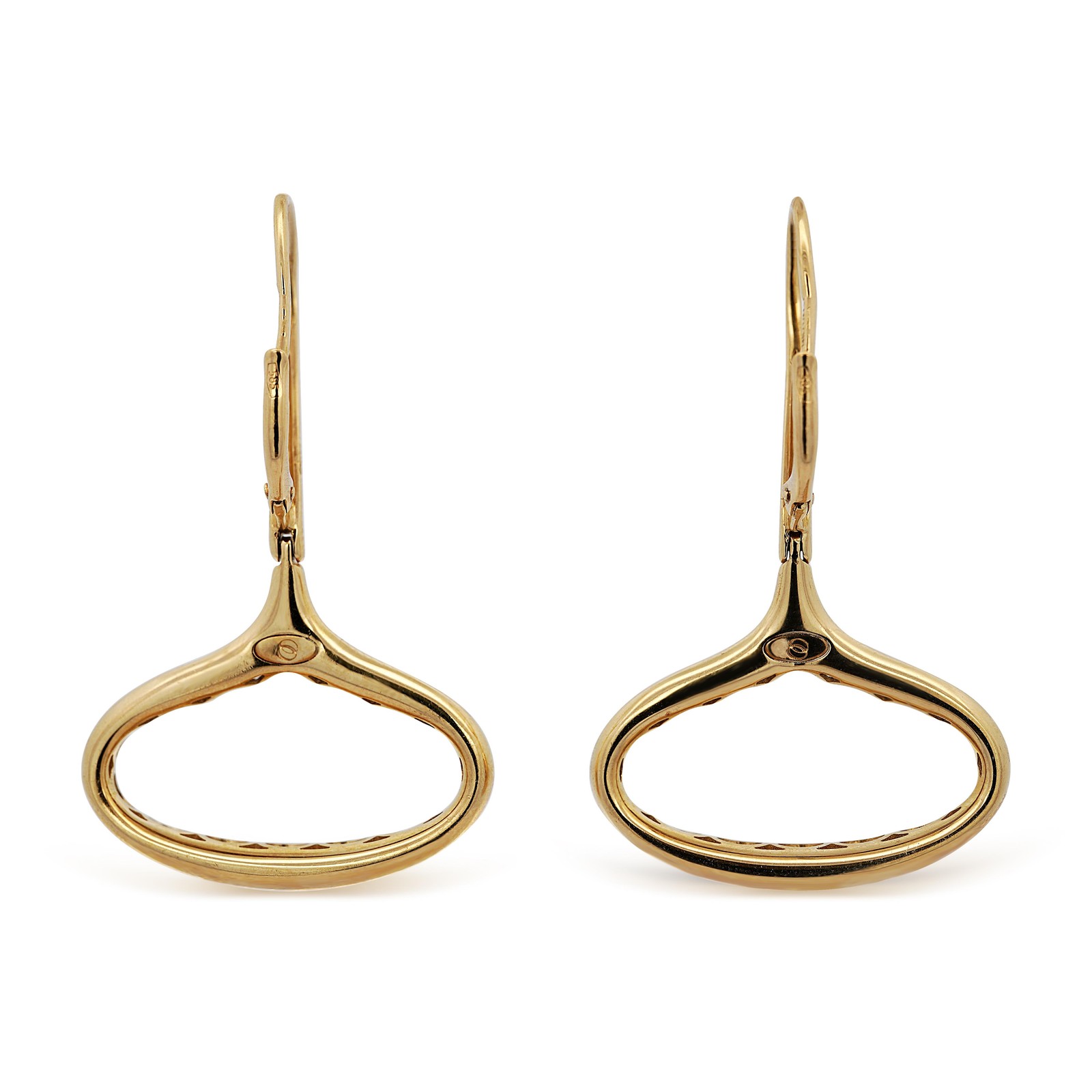14K Gold Wide Open Oval Drop Diamond Wire Clip Earring – Made in Italy