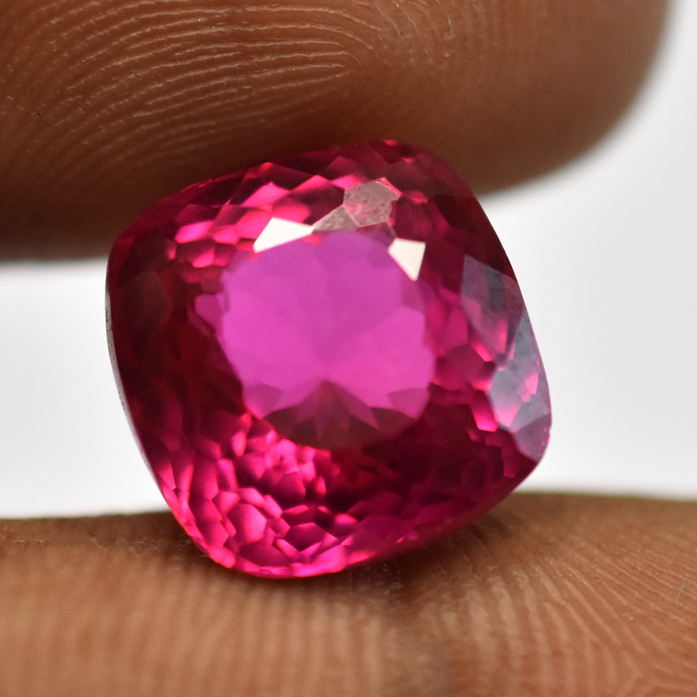 Certified 8-10 Ct Natural Pink Ruby Brilliant Square Cut Loose Gemstone