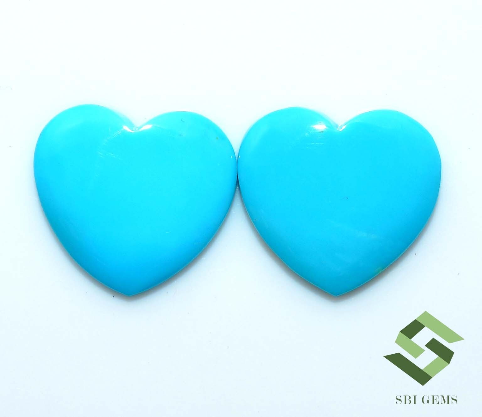 14×13 mm Natural Turquoise Heart Shape Cabochon Pair 7.84 Cts Loose Gemstone