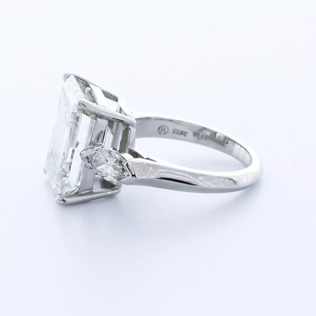 3-Stone Engagement Ring Solid Platinum 7.71 CT Emerald Lab-Grown Diamond H VS1