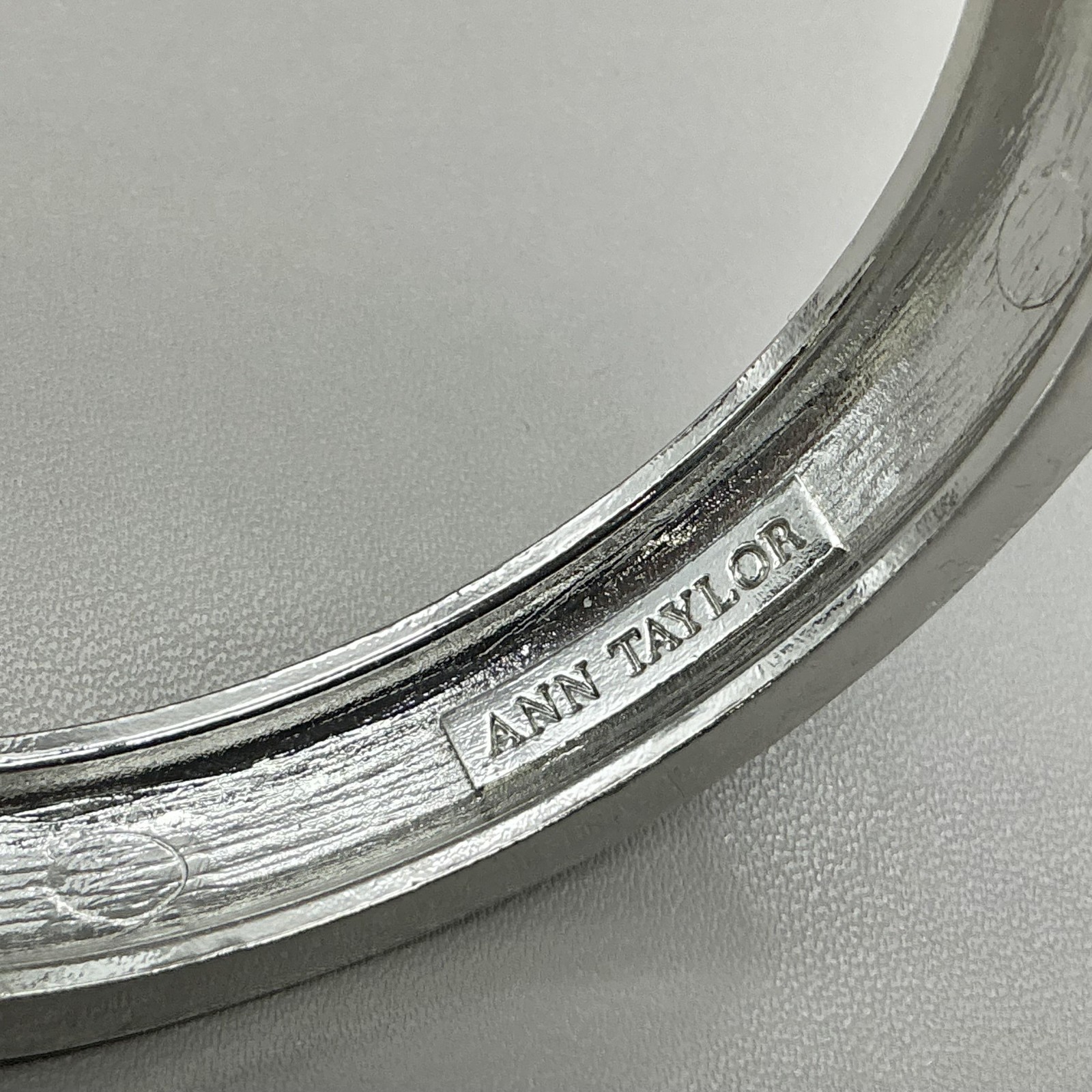 Ann Taylor Bracelet Blue Enamel Bangle Silver Tone Crystal Hook Clasp Womens