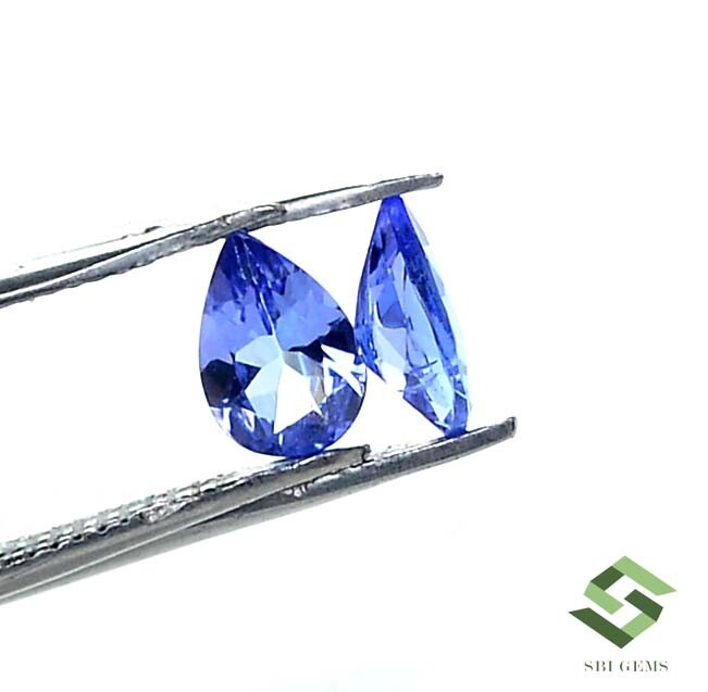 6×4 mm Certified Natural Tanzanite Pear Excellent Cut Pair 0.82 Cts Loose Gems