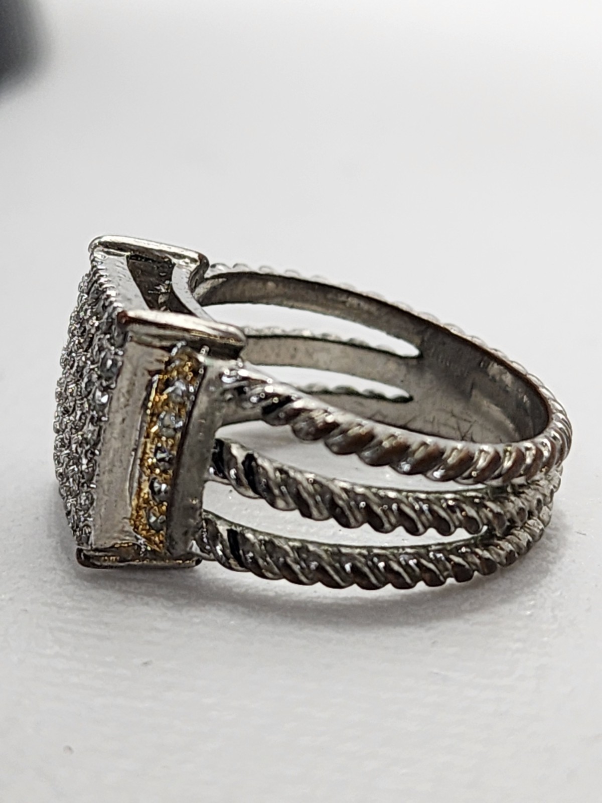 0.46ctw Pave Diamond Rectangular Cushion Ring Sz 6
