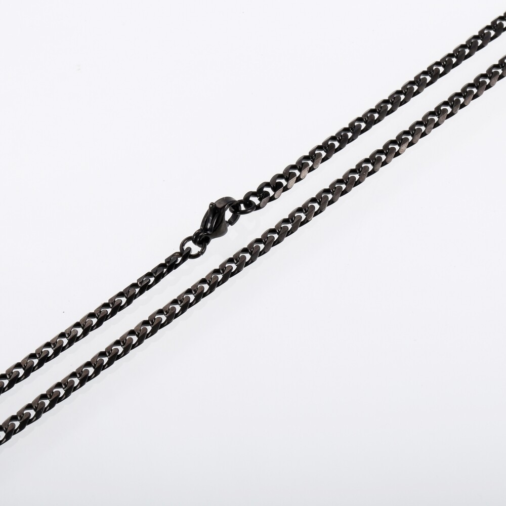 3mm Mens Chain Black Stainless Steel Cuban Curb Link Necklace Jewelry 18-34 inch