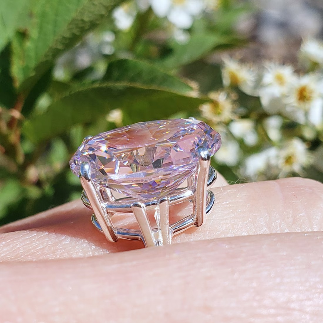 6.10Ct Certified Oval Cut Treated Light Pink Diamond Solitaire Ring Great Luster