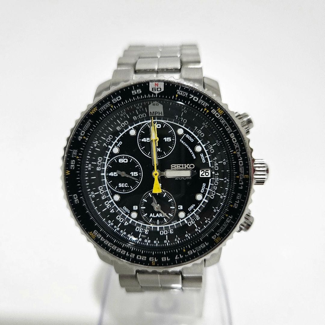 Seiko SNA411P1 42mm 17cm Alarm Hardlex Crystal Running Chronograph Quartz Mens