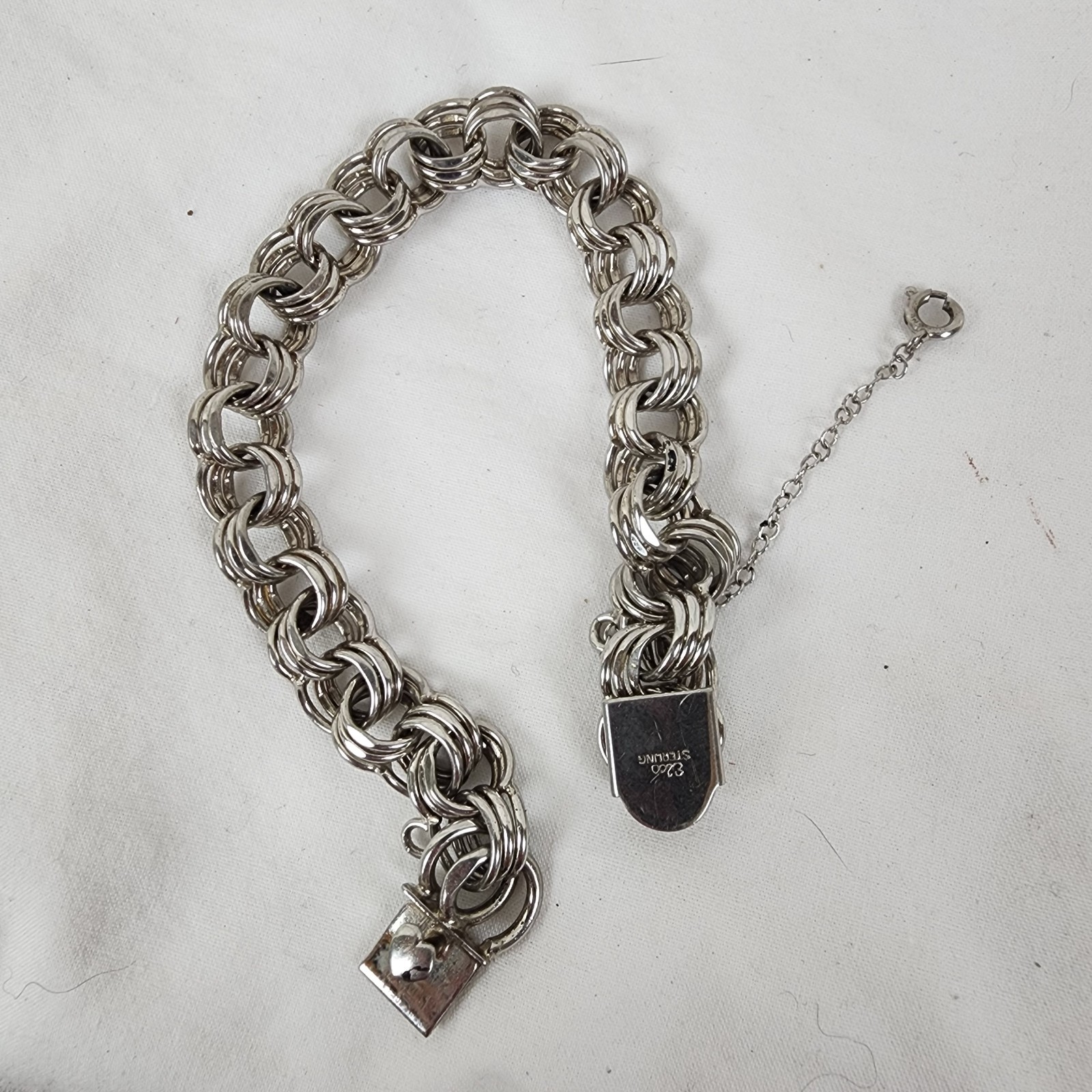 Vintage ELCO Sterling Silver Bracelet 7” Triple Link Safety Chain