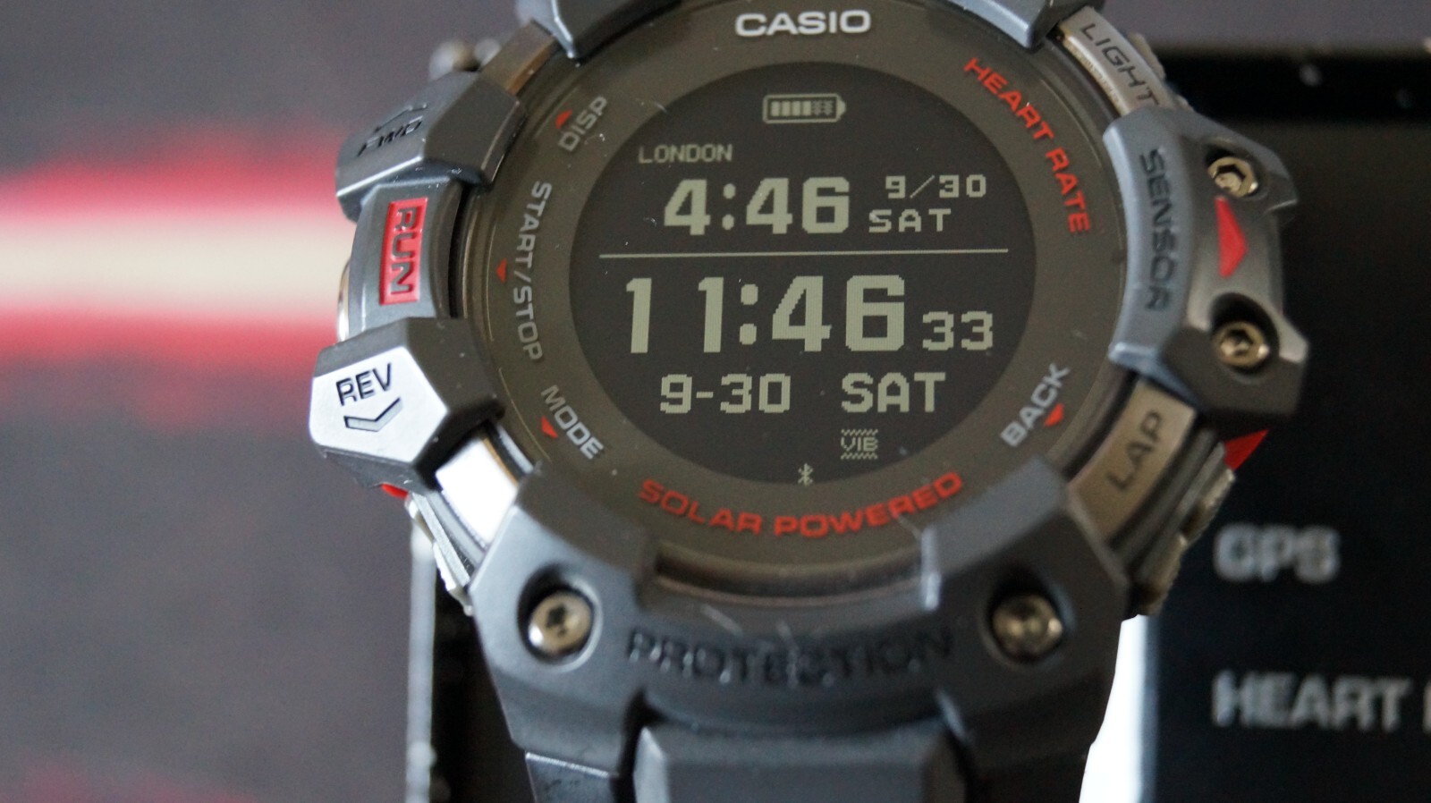 Casio G-Shock GBD-H1000-8 Quartz Watch 3475 54mm Grey Red case G-Squad solar