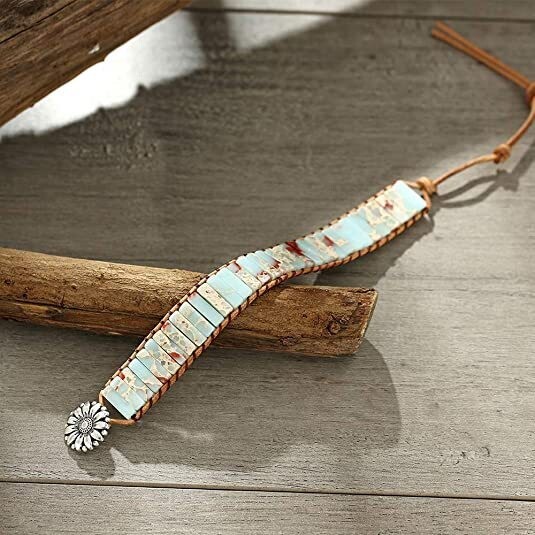 African Opal Natural Stone Boho Handmade Braided Women Healing Reiki Bracelet