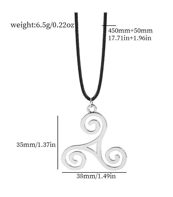 Celtic Triskele Pendant with 45 cm black cord plus 5 cm extender