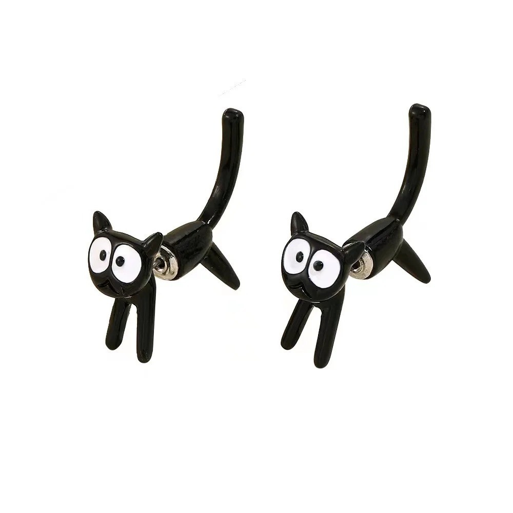 1 Pair Black & White Cat Front & Back Earrings – Cute Animal Pet Jewelry Gift