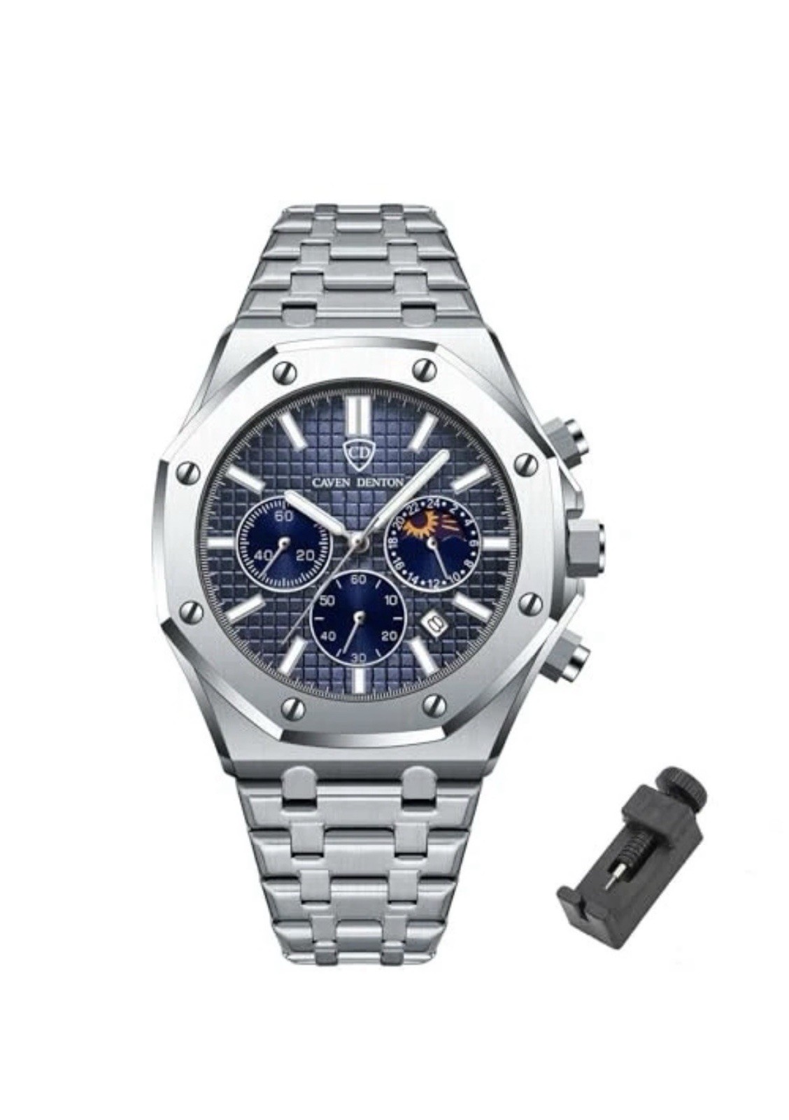 Luxury Men’s Watches Octagonal Classic Business Watches for Men Silver – Black