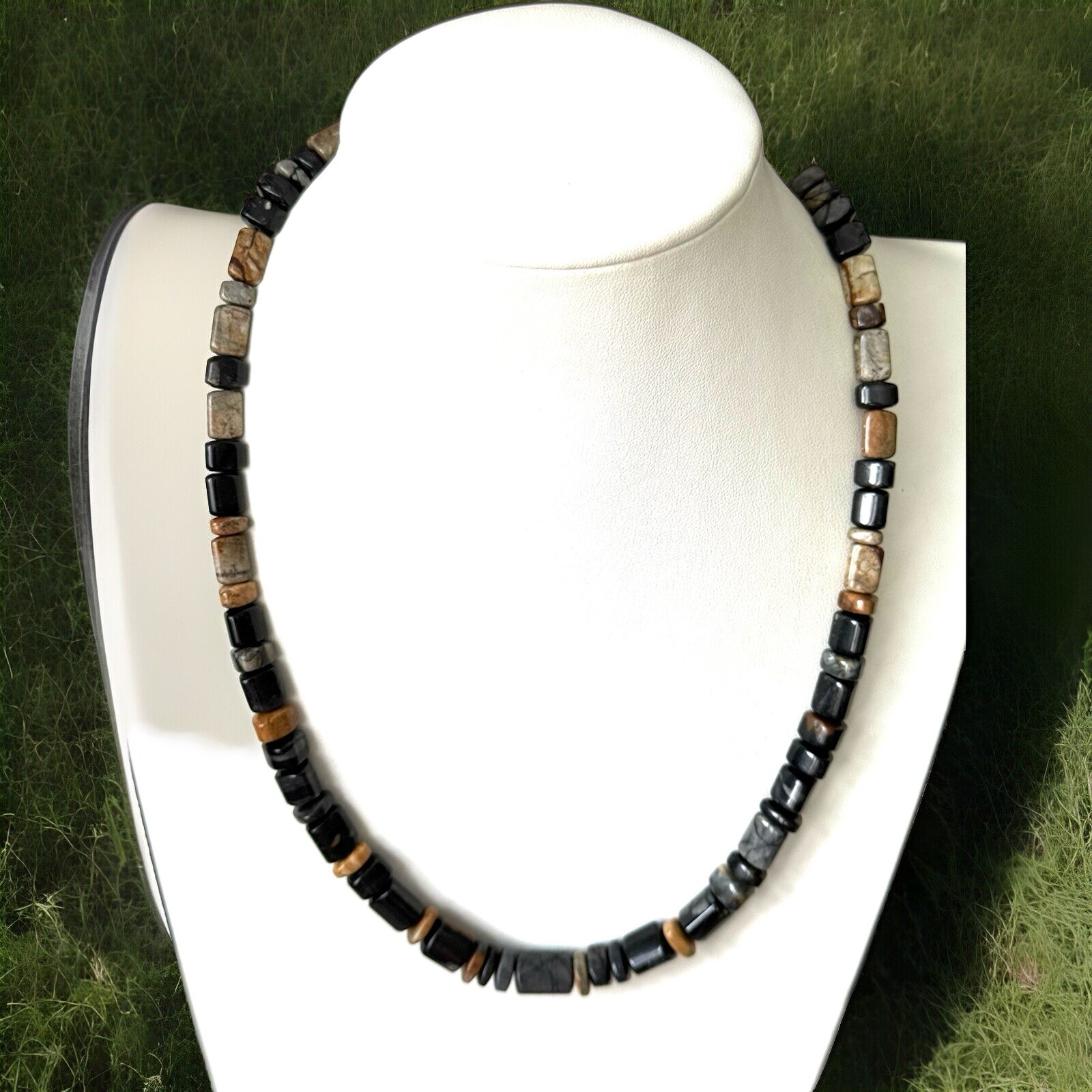 Stunning & natural unique shape mixed color Jasper stone handmade necklace 54grm