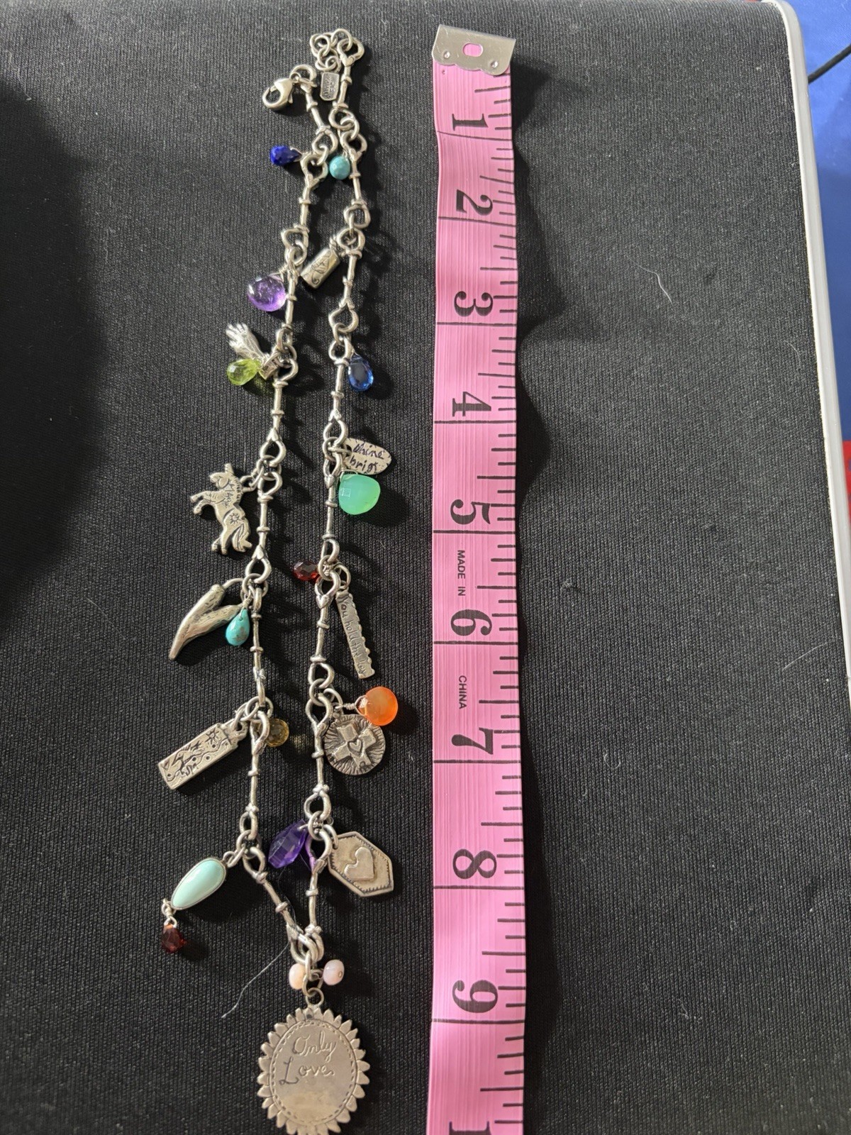 Jes Maharry Necklace, Only Love Charms, Gemstones, and Sterling Silver